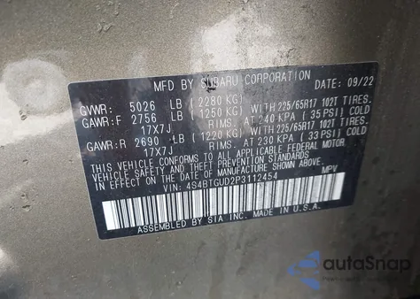 2023 Subaru Outback Wilderness из США, поврежденный, VIN 4S4BTGUD2P3112454